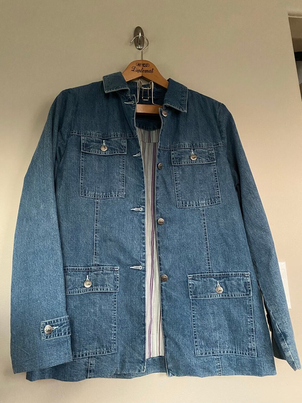 Womens Lee Riveted Vintage Denim Chore Jacket Lined M